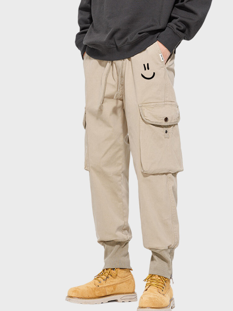 Мужской рабочий карман на шнурке с принтом улыбки в стиле пэчворк Брюки