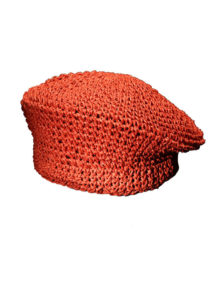 Women's Men's Solid Color Straw Beret Hat Fshion Sun Hat Straw Hat
