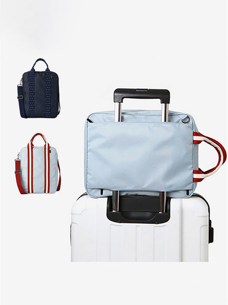 

Waterproof Travel Storage Duffel Bag Multifunctional Large Unisex Business Bag Luggage Handbag Clothes Organizer, Grey;dark blue