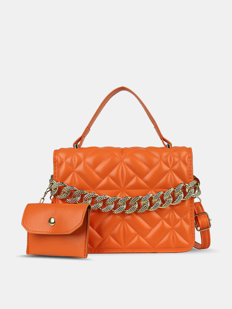 

Women Vintage Faux Leather Argyle Chain Fashion Crossbody Bag, White;khaki;blue;black;orange
