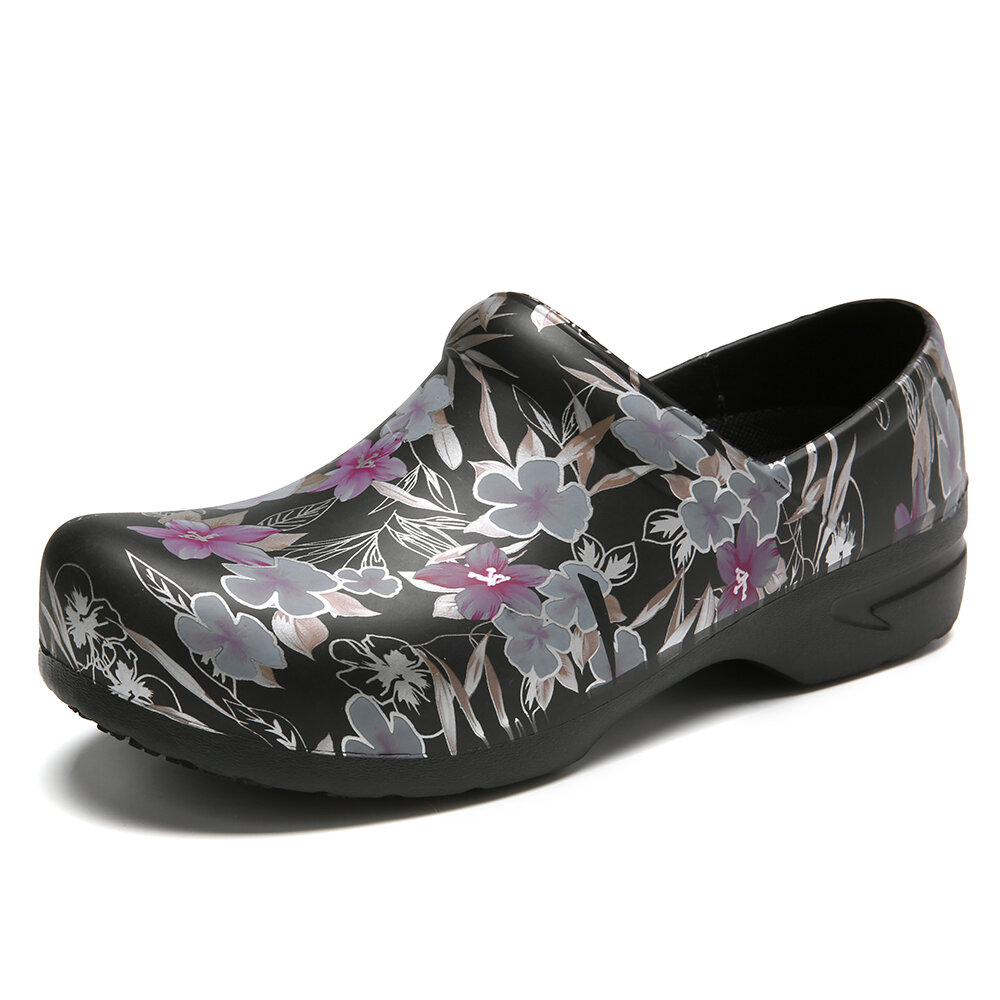 Lightweight Floral Slip-on Waterproof Non-slip Garden Working Shoes Nursing Shoes
