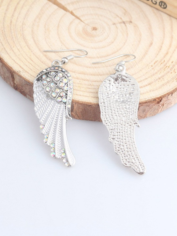 Cute Womens Earrings Angel Wings Rhinestone Alloy Dangle Earrings Fashion Earrings for Women