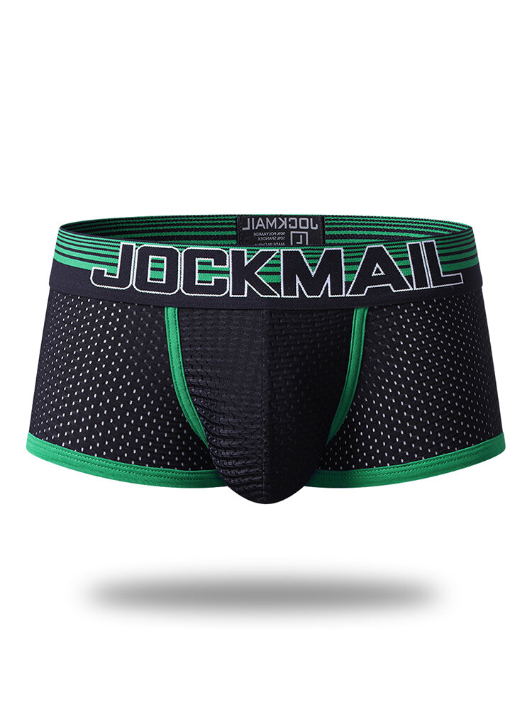Stylish Spell Color Pouch Mesh Boxer Elastic Belt Thin Breathable Underwear for Men