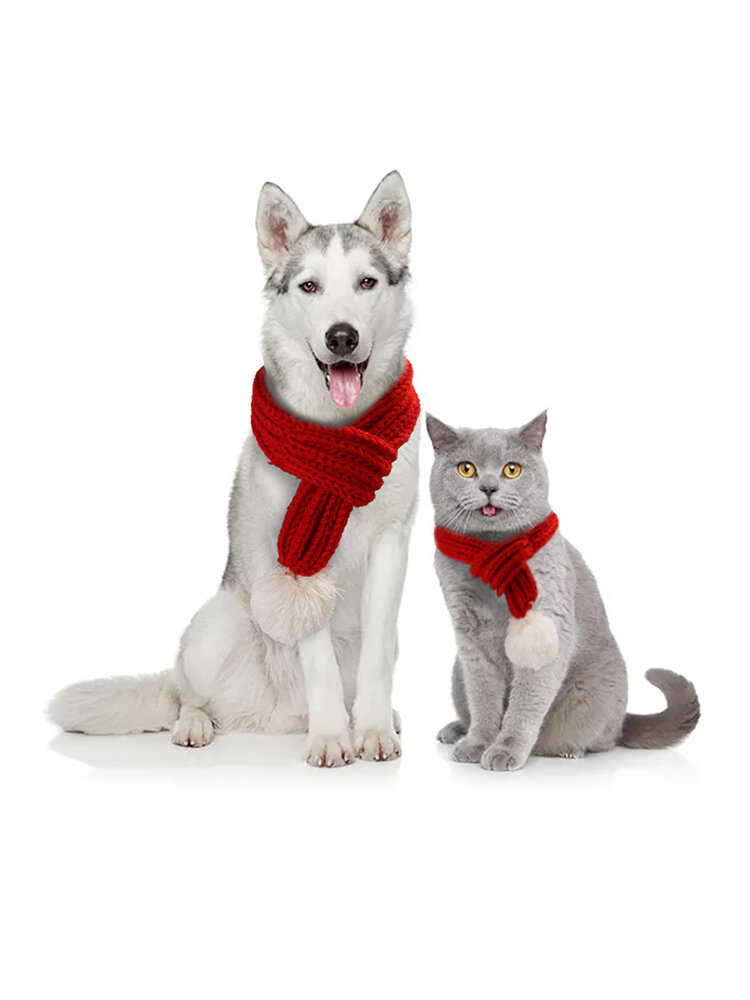 

Creative Pet Knit Scarf Jewelry Bib Cat Dog Scarf Pet Suppli, Red