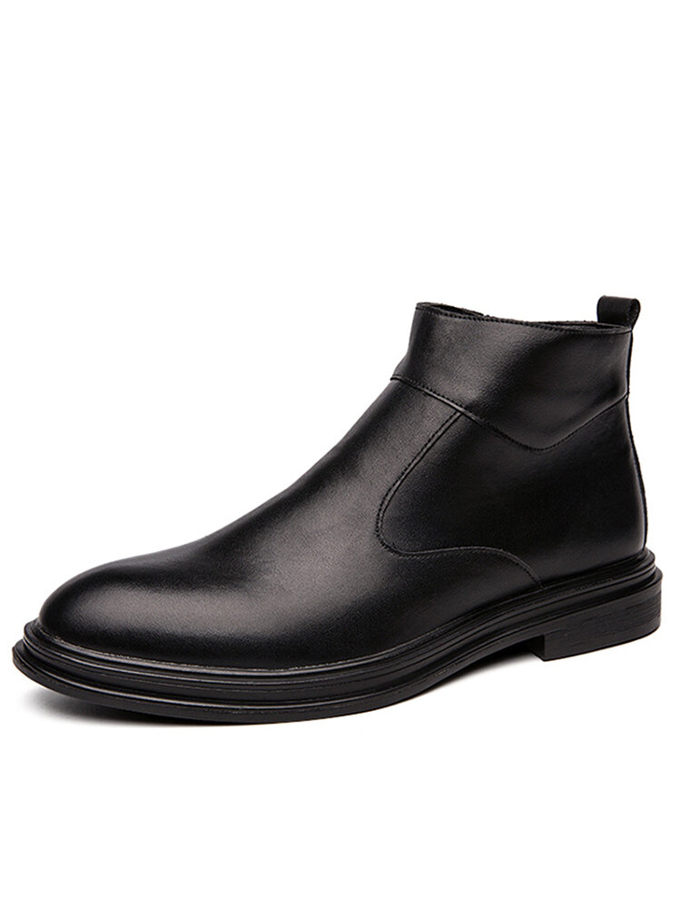 Men British Style Casual Side Zipper Black Business Dress Boots