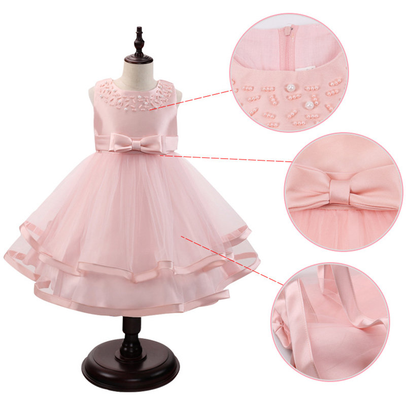 

Girls Formal Dress Kids Beading Sleeveless Princess Dresses For 3Y-13Y, White;pink;red;green;navy blue;champagne;wine red