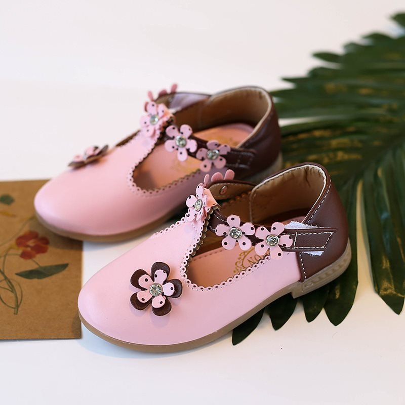 Girls Lovely Flowers Decor Splicing Sweet Mary Jane Shoes
