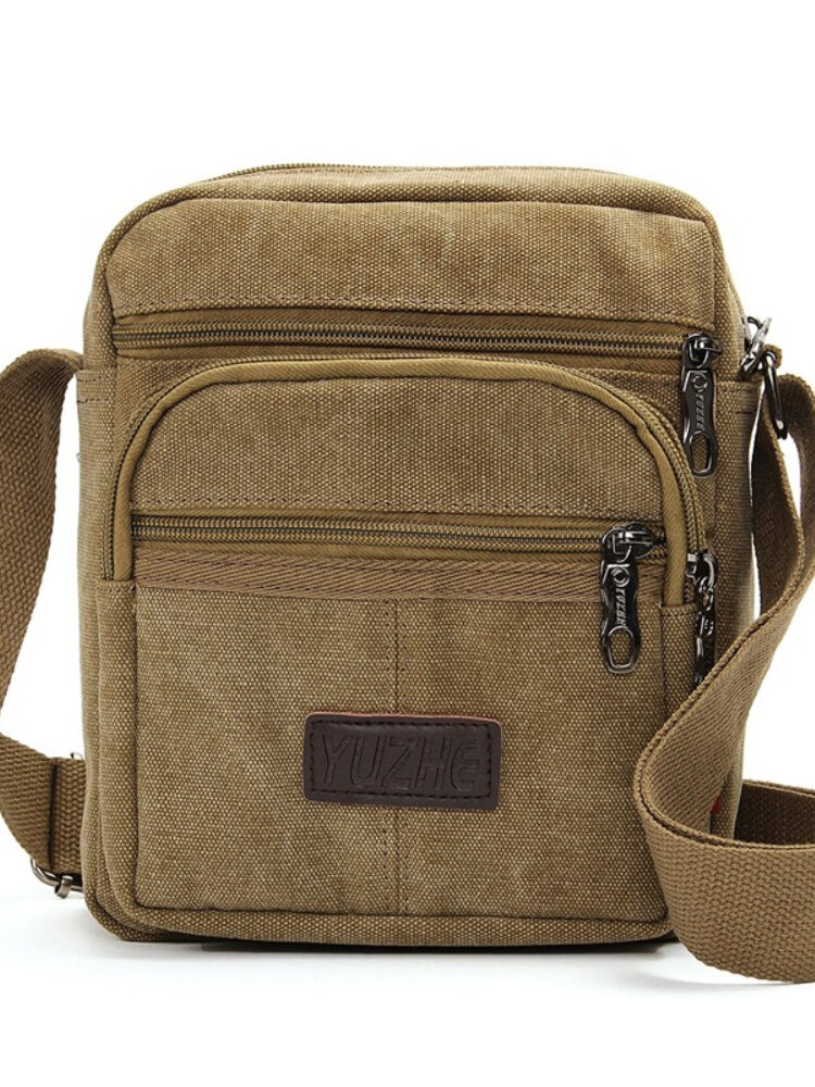 Men Casual Retro Canvas Shoulder Bags Multi-pocket Crossbody Bags