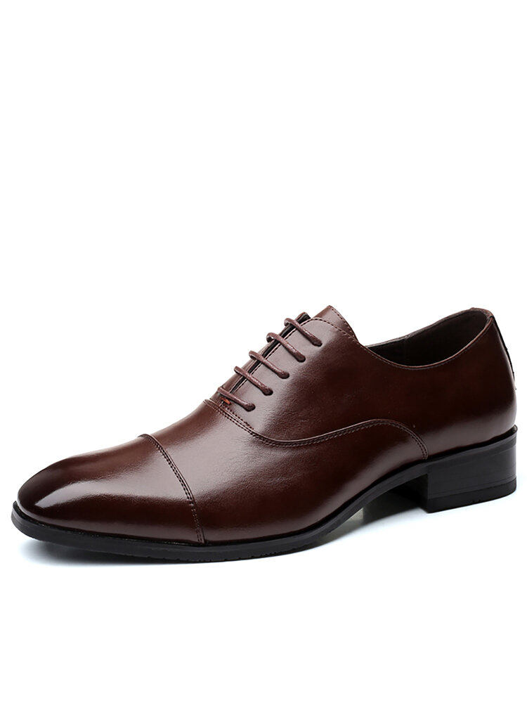 Men Microfiber Leather Non Slip Cap Toe Business Formal Dress Shoes