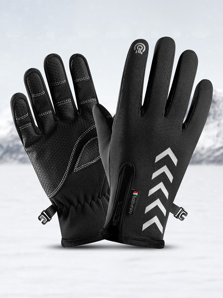 Cycling Warm Gloves Waterproof Sports Anti-skid Five-finger Touch Screen Night Reflective Gloves