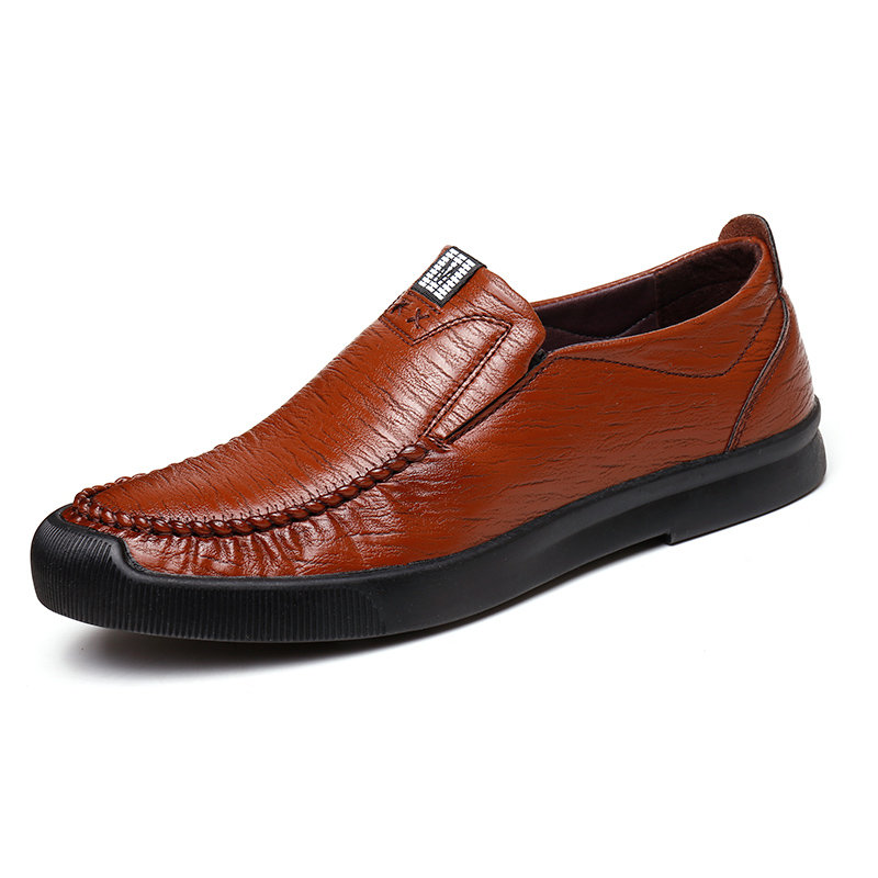 Men Comfy Soft Low Top Leather Slip On Casual Driving Loafers