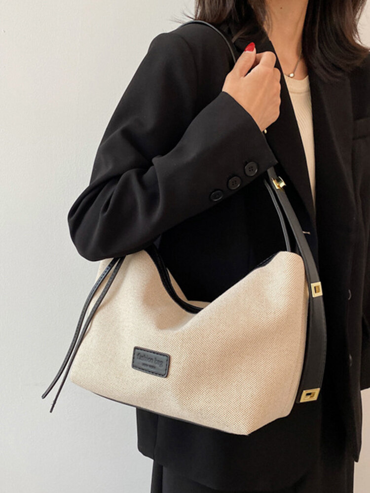 Women Canvas Casual Large Capacity Tote Cotton Linen Crossbody Bag Multi-Carry Shoulder Bag
