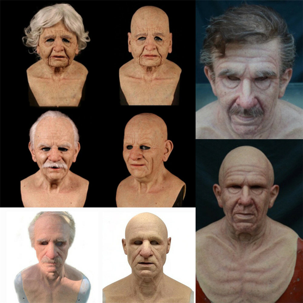 

Halloween Rubber Old Man Mask Realistic Scary Latex Mask Horror Headgear Adult Cosplay Props