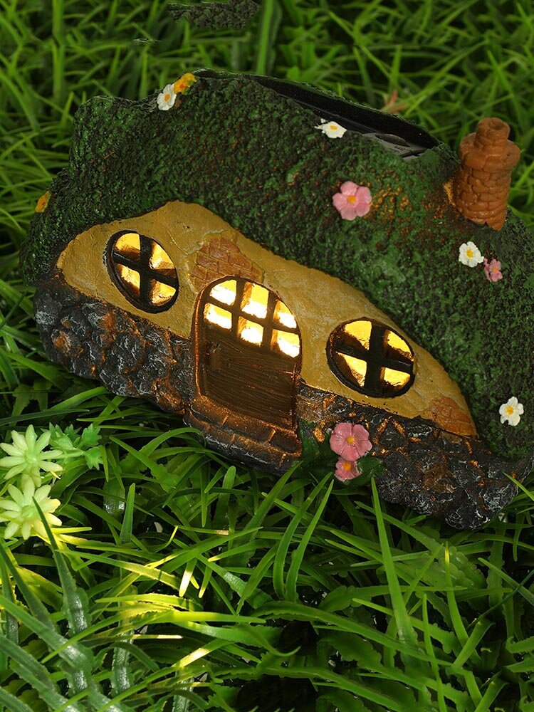 

1 PC Resin Fairy House LED Solar Energy Control Induction Light Outdoor Waterproof Garden Lawn Lamp Anti-corrosion Pathw