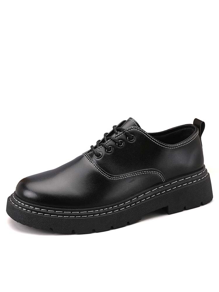 Men Pure Color PU Leather Business Casual Shoes