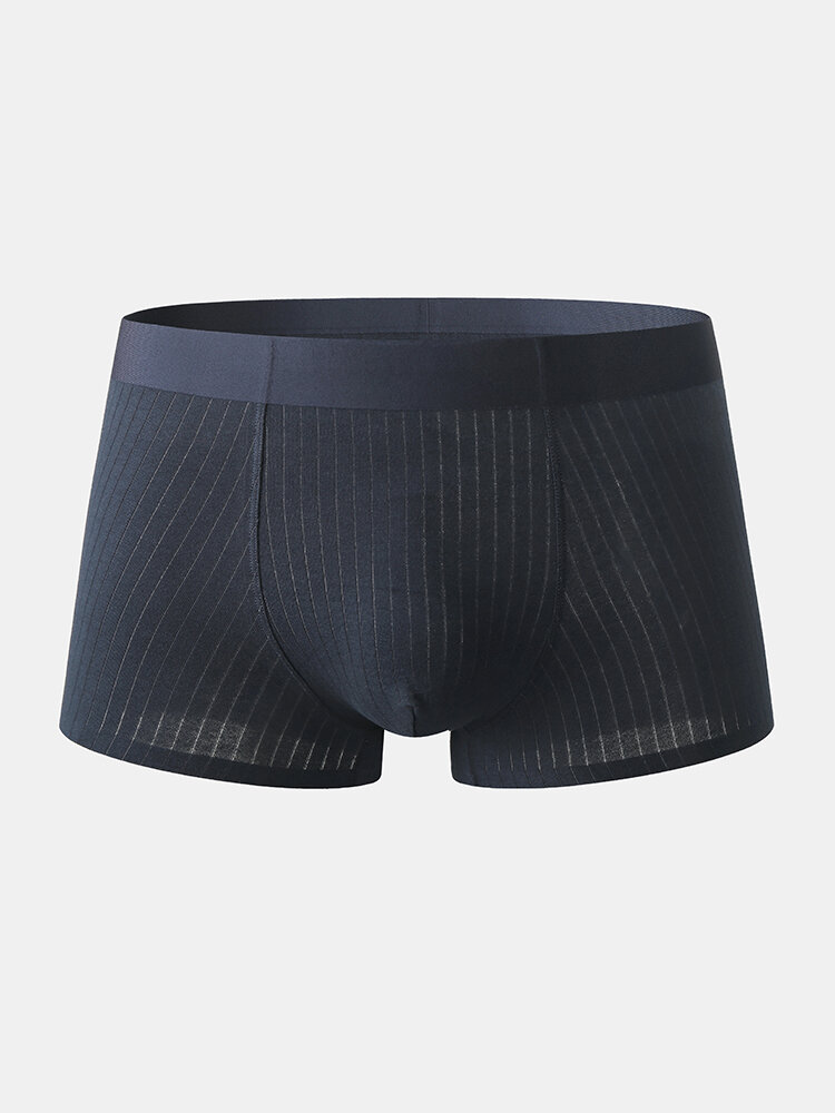 Pure Color Cotton Soft Breathable Boxer Briefs Antibacterial Mesh Liner Crotch Underpant For Men