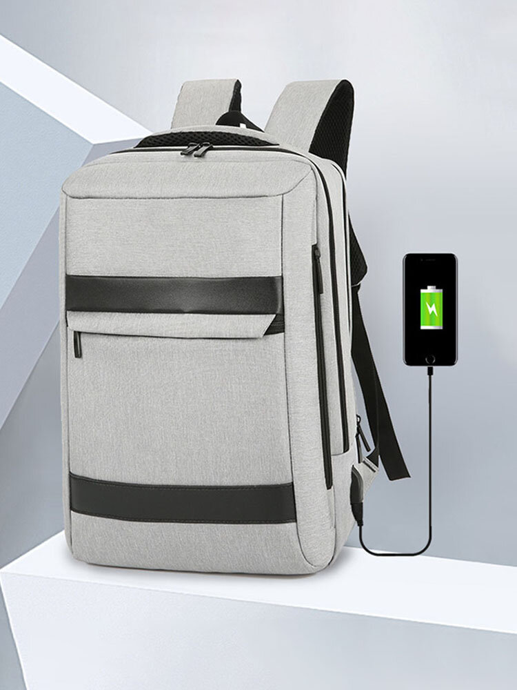 Men Oxford USB Charging Waterproof Multi-pocket Large Capacity 15.6 Inch Laptop Bag Backpack