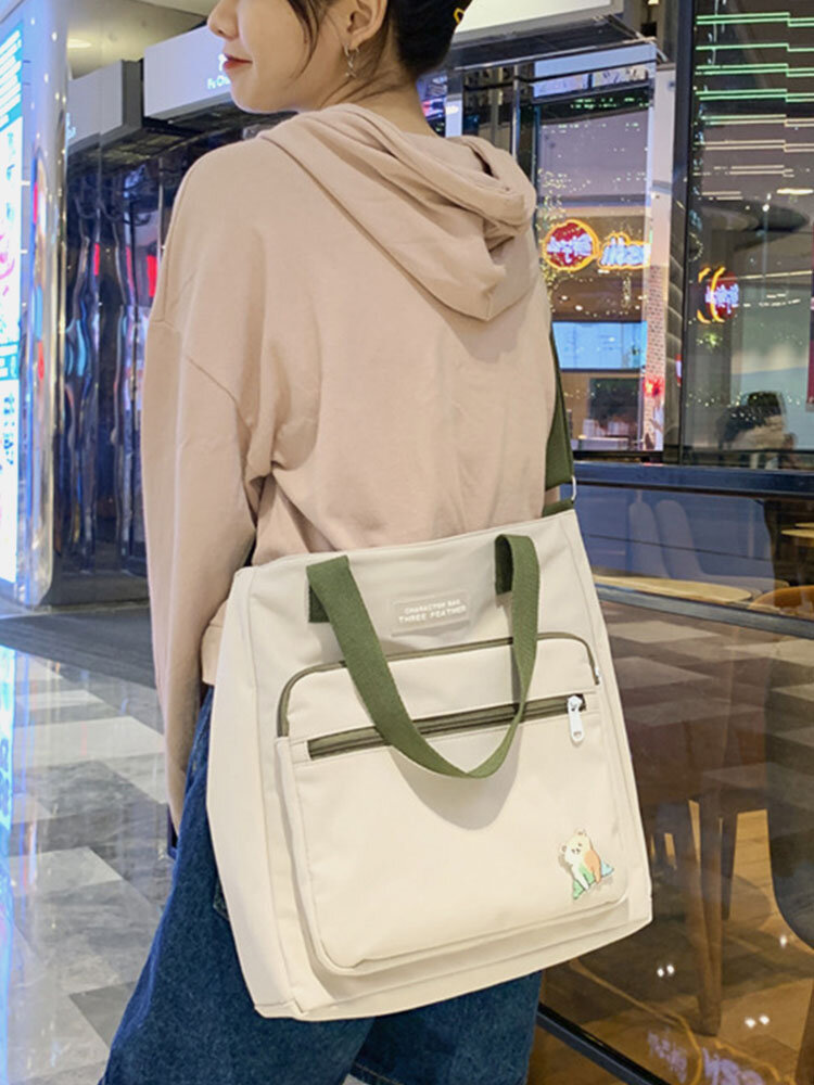 Women Patchwork Multi-pocket Waterproof Handbag Crossbody Bag Tote