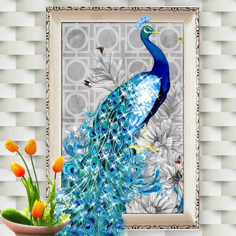 

DIY Peacock 5D Diamond Embroidery Paintings Rhinestone Pasted Diamond Mosaic Room Decor