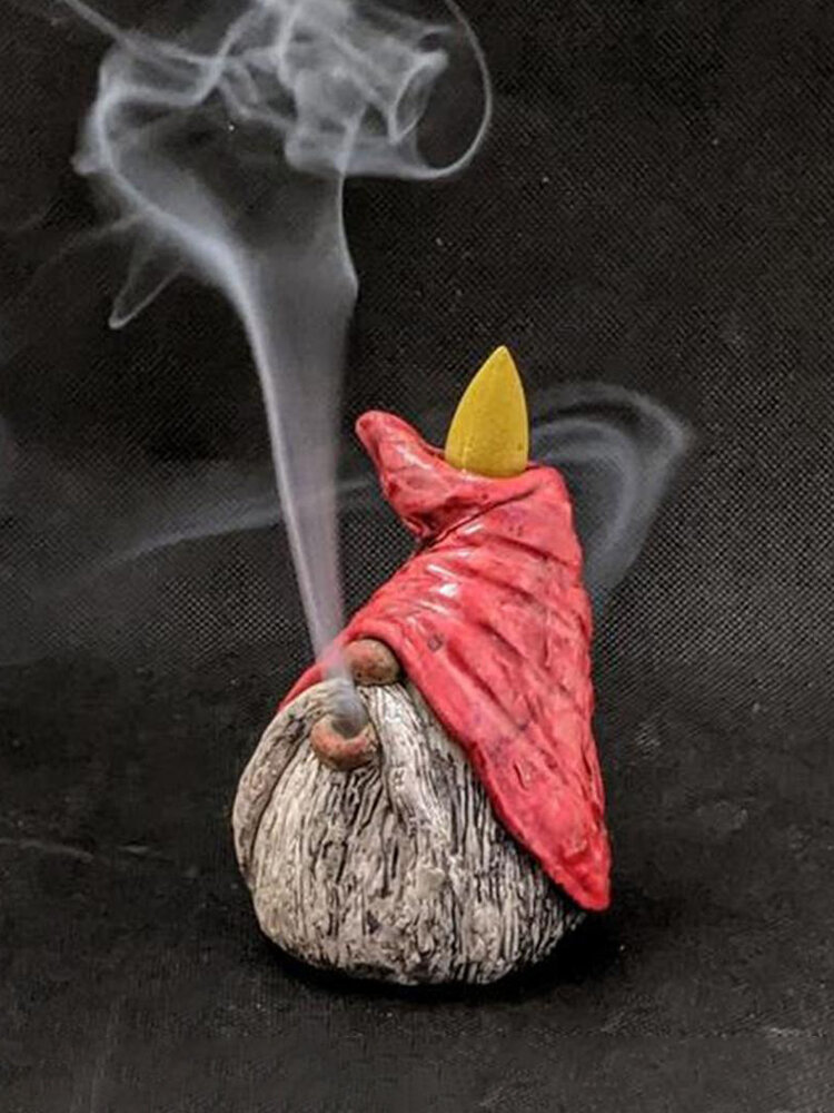 

Crafts Incense Burner Gnome Dwarf Cone Burner Resin Creative Ornament For Home Office Garden Decoration, Blue;red
