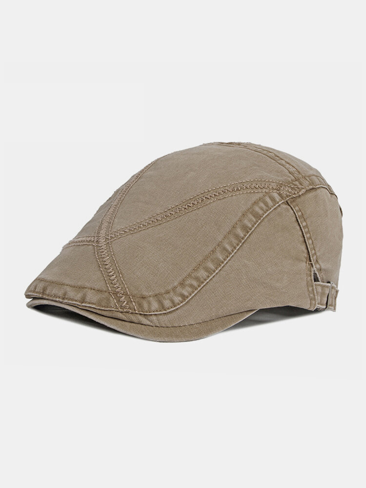 Men Cotton Stitching British Style Casual Sunshade Beret Flat Hat Forward Hat