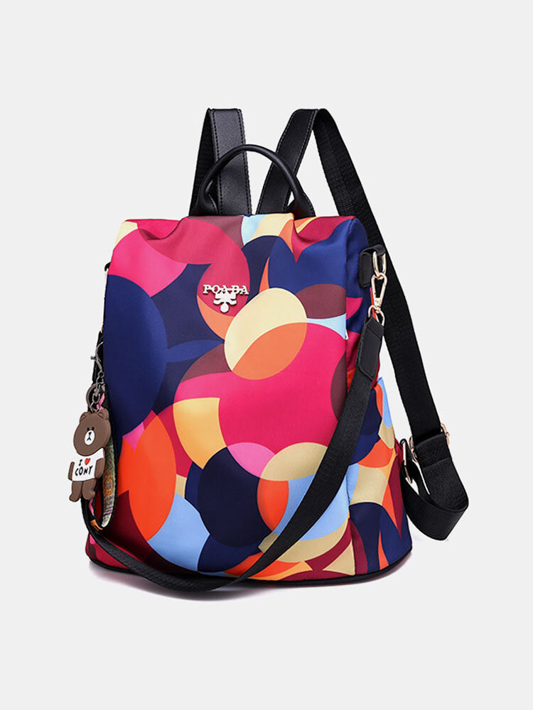 Women Printed Nylon Anti-theft Backpack