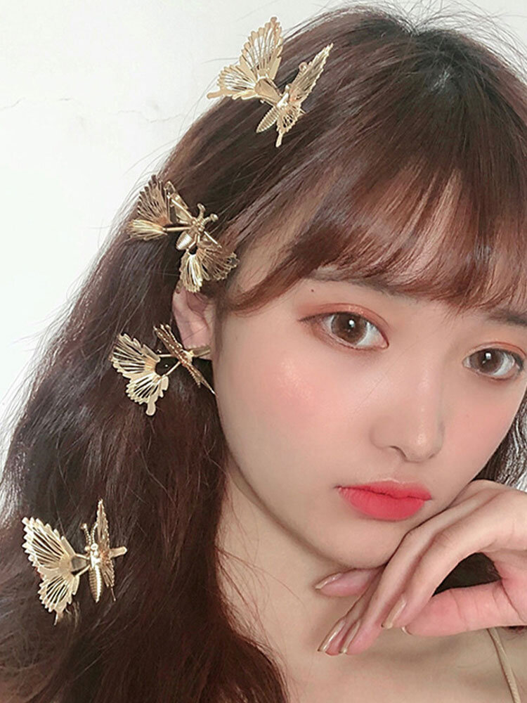 Nostalgic Trendy Elegant 90s Early 2000s Childhood Moving Butterfly Shape Hairpin Bangs Seaside Clip Alloy Hair Accessories