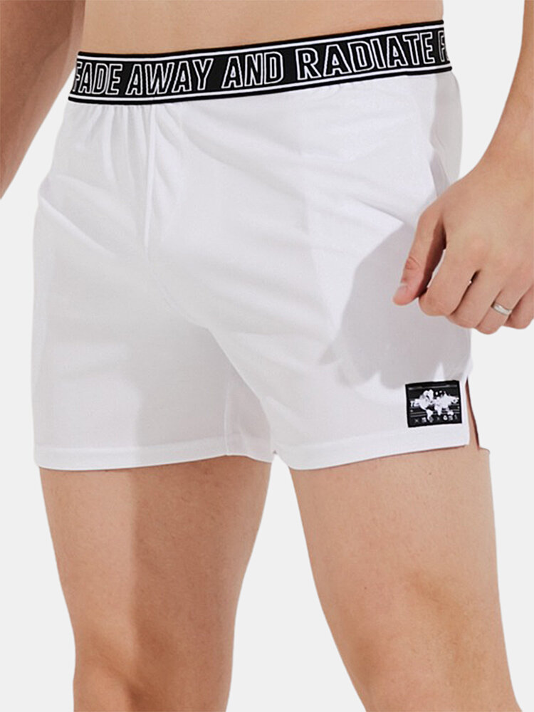 Mesh Solid Color Letter Printing Patchwork Mesh Breathable Mini Lounge Shorts