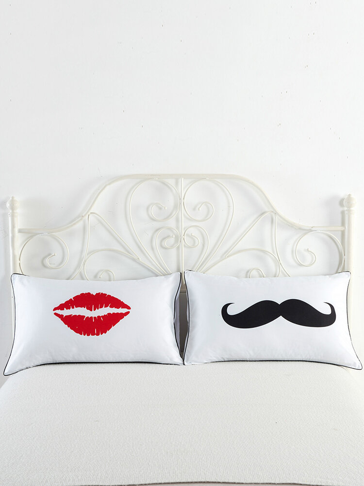2PCS White Cotton Home Hotel Decor Standard Pillow Cases Bed Throw Cushion Cover