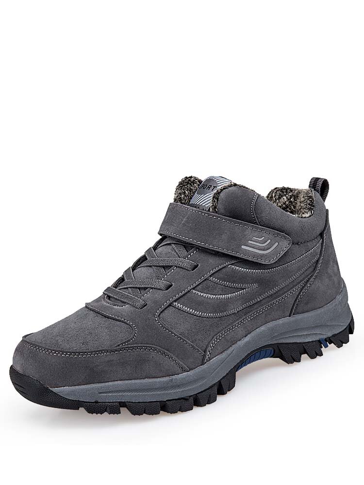 Men Warm Lined Non-Slip Splicing Outdoor Casual Hiking Boots