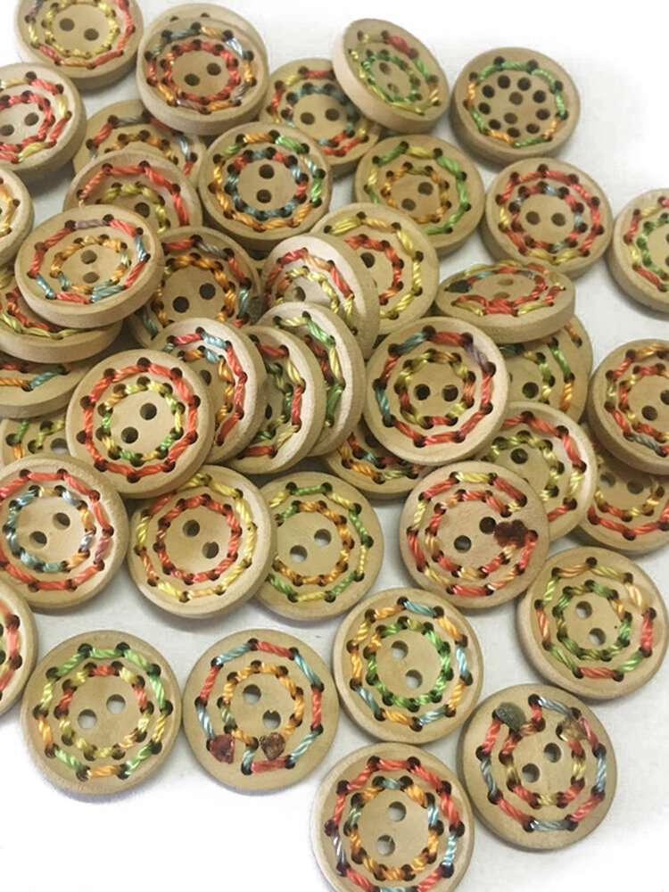 100Pcs 20mm Round Wooden Buttons Knitting Sewing DIY Materials