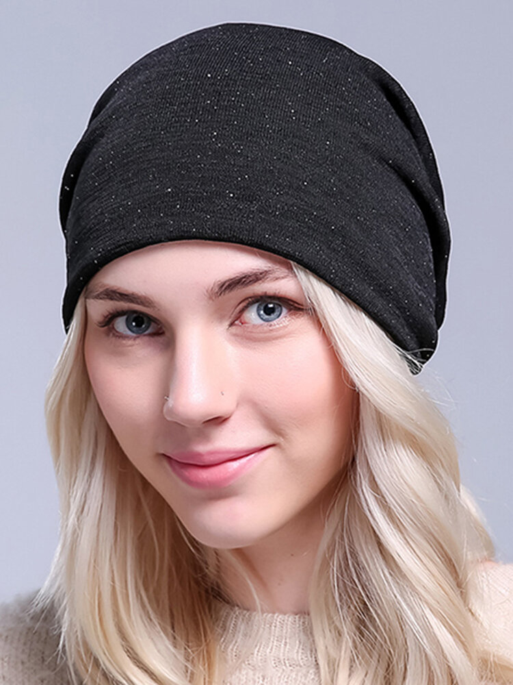 Women Solid Color Cotton Beanies Cap Travel Soft Casual Comfortable Bonnet Hat