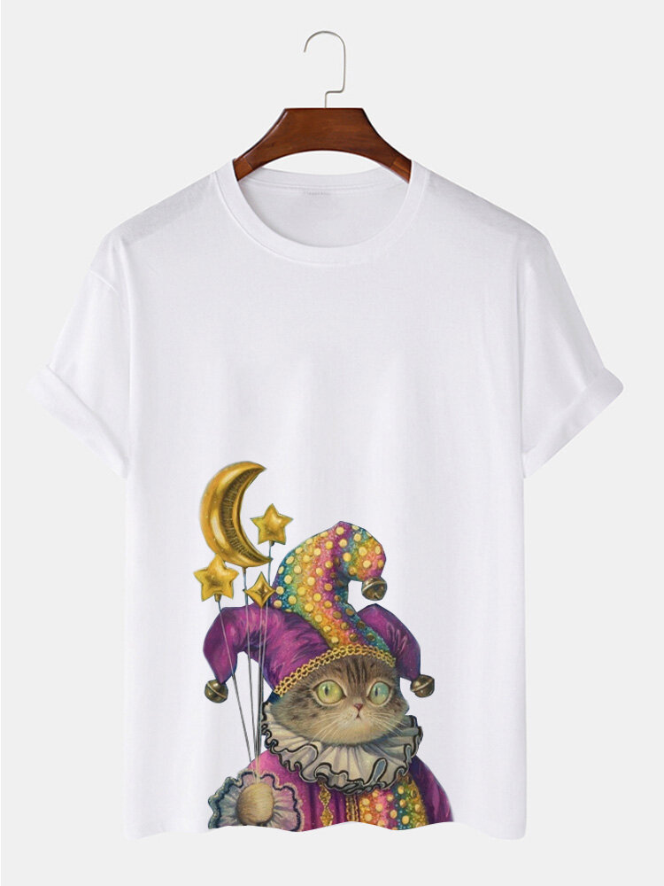 Maglietta grafica da uomo Circus Cat Collo T-shirt casual a maniche corte invernali