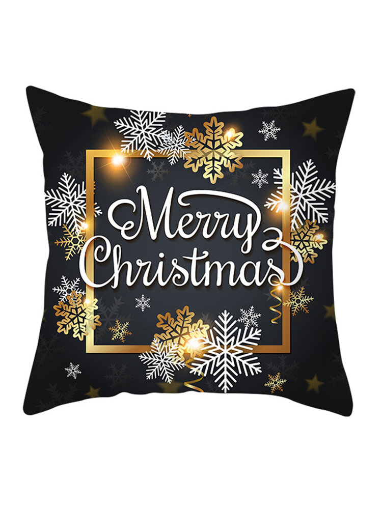 Golden Black Christmas Series Microfiber Cushion Cover Home Sofa Winter Soft Throw Pillow Case