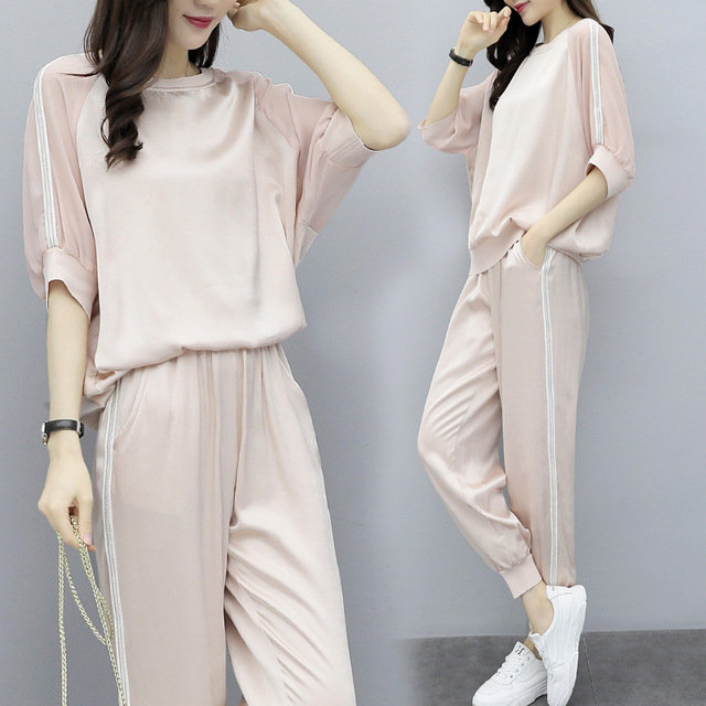 Season New Fashion Casual Sports Suit Pants Foreign Gas Age-loss Loose Was Thin European Station Two-piece Female