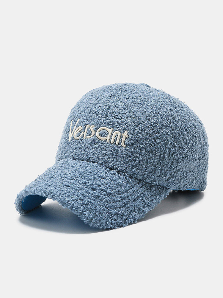 Unisex Lambswool Plush Letter Embroidery Autumn Winter All-match Warmth Baseball Cap