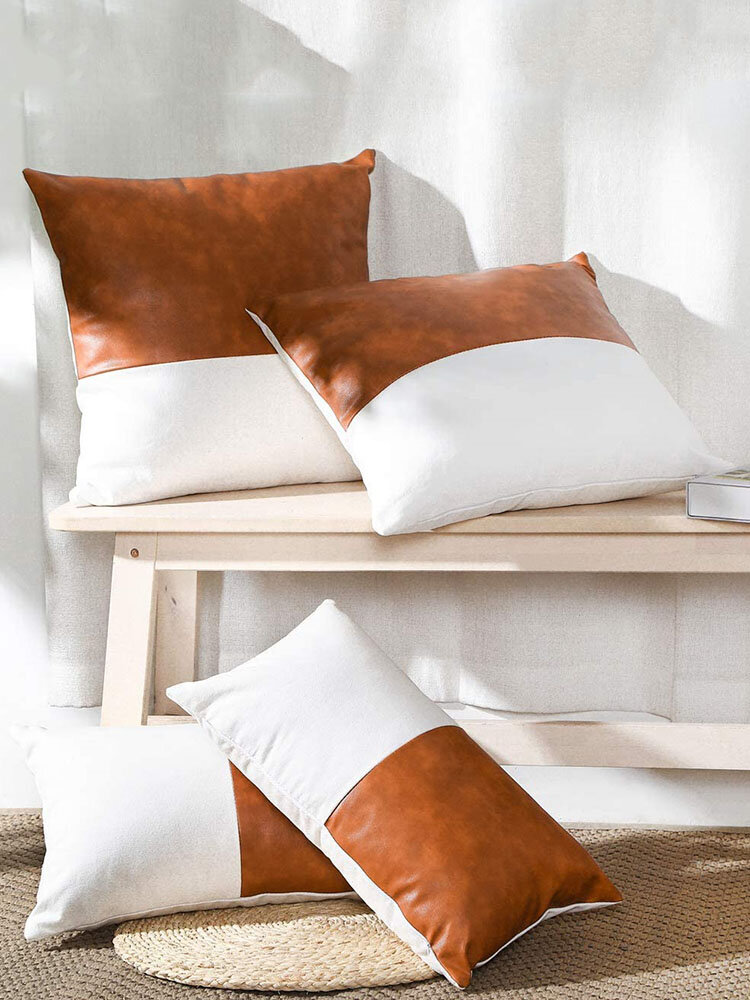 1PC Linen Stitching Creative Nordic Home Sofa Couch Car Bed Decorative Cushion Pillowcase Throw Cushion Cover Lumbar Waist Pillow Cover