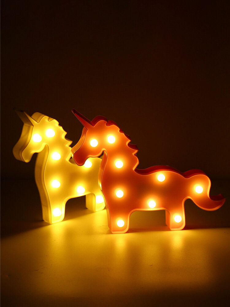 Cute Unicorn LED Night Light Wall Battery Lamp Baby Kids Bedroom Home Decor