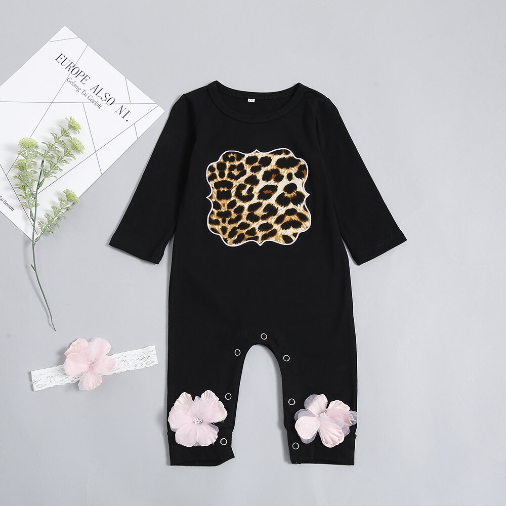 Leopard Print Baby Long Sleeve Romper For 0-24M