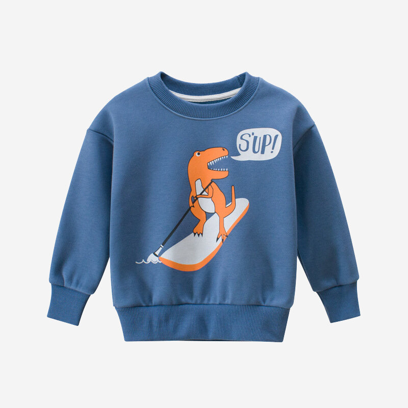 Boy's Dinosaur Cartoon Print Long Sleeve Casual Sweatshirt For 2-10Y