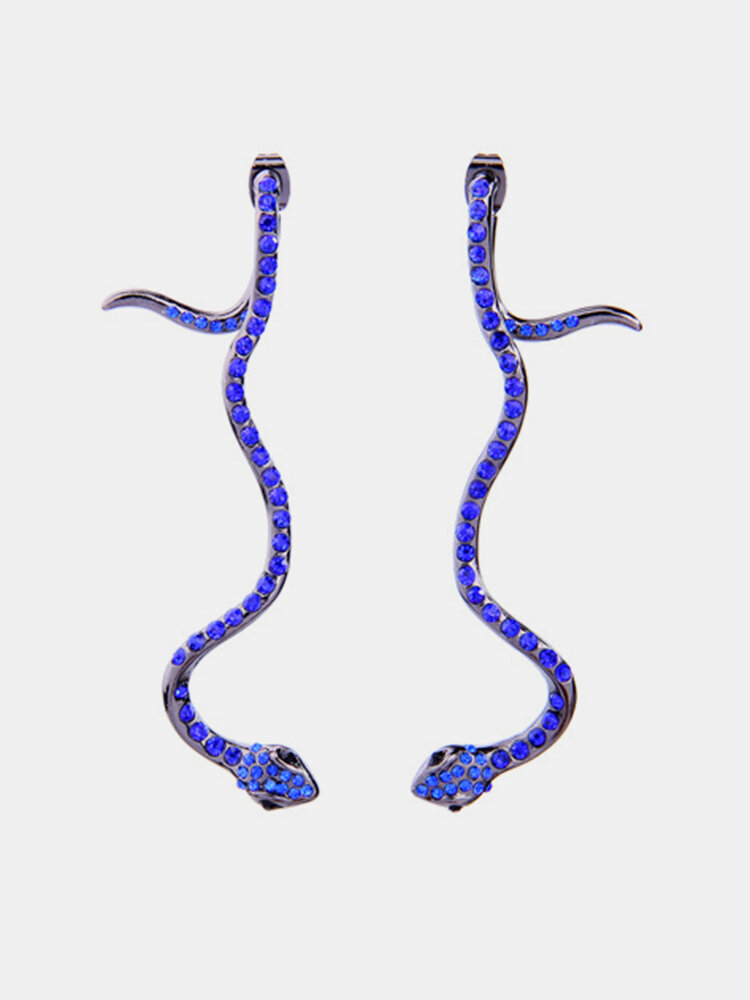 Orecchini pendenti con piercing al serpente punk Orecchini con micro strass pavimentati Orecchini da donna Gioielli per feste
