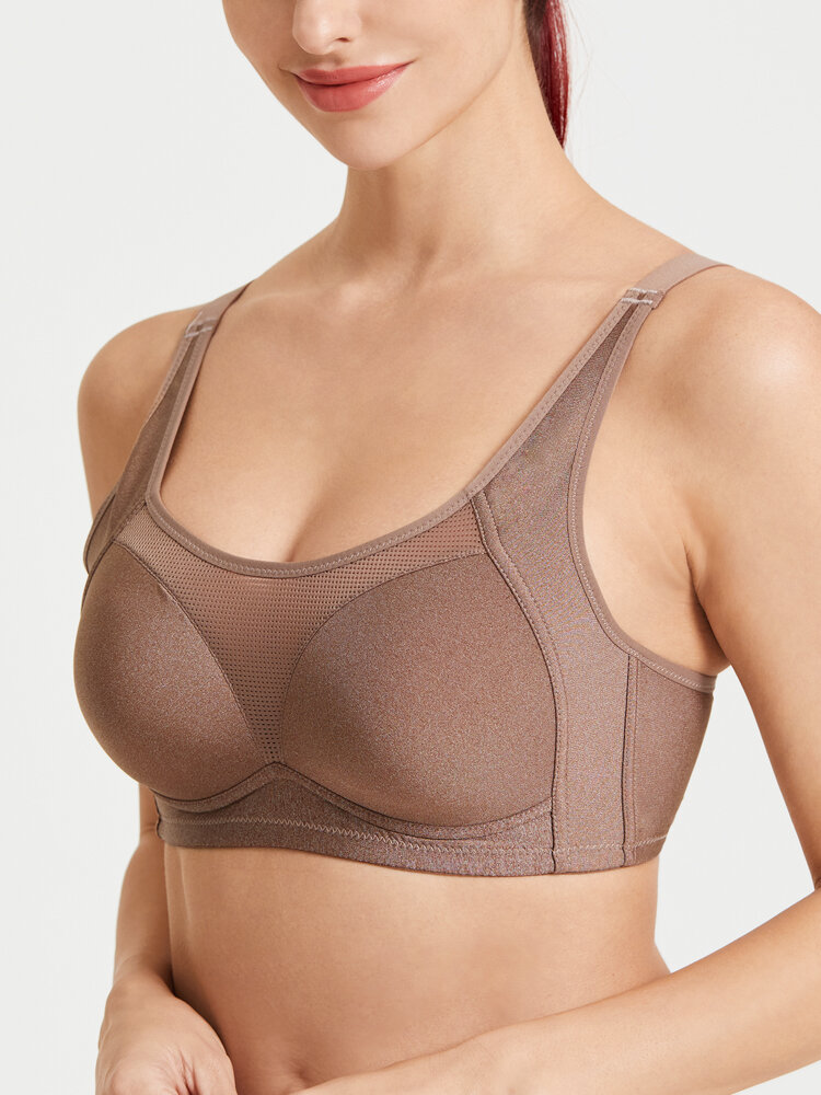 Plus Size Women Heathered Mesh Breathable Wireless Cozy Lightly Lined Bra