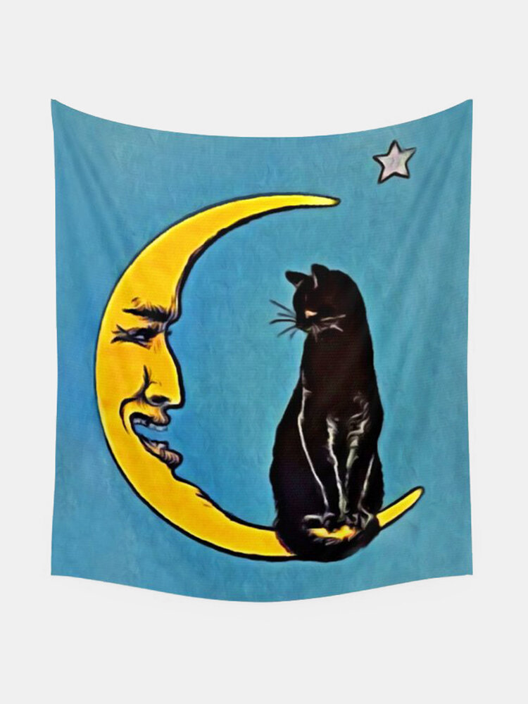 

Black Cat And Moon Pattern Tapestry Art Home Decoration Living Room Bedroom Decoration