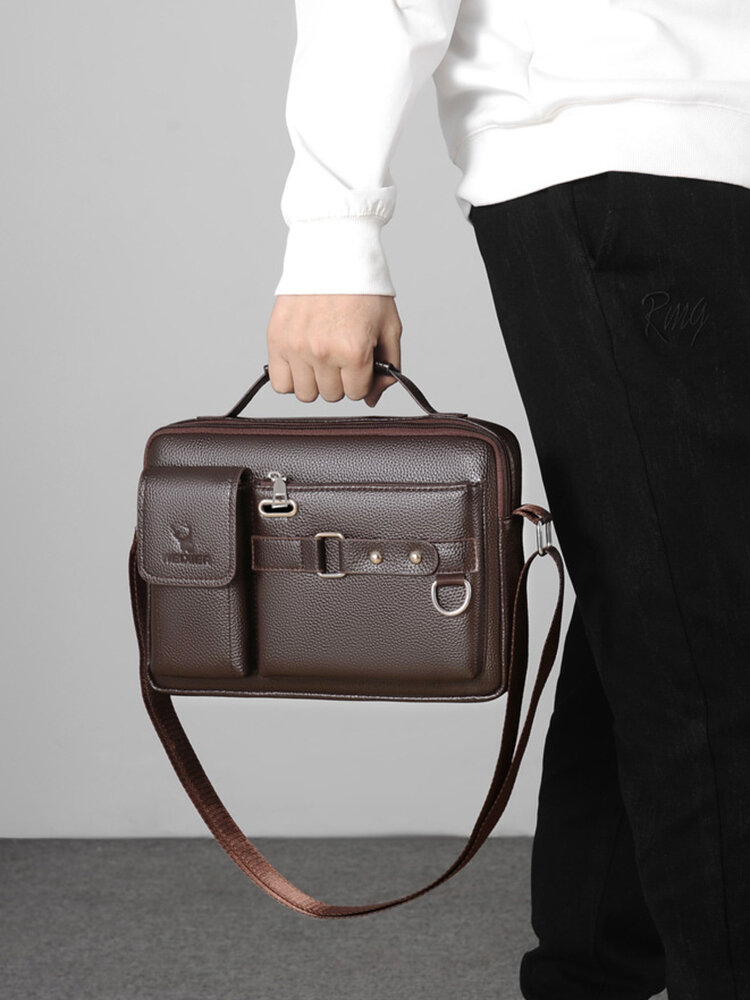Weixier الرجال الجلود الاصطناعية Vintage كبيرة سعة حقيبة كروسبودي الأعمال متعددة الوظائف دائم حقيبة حقيبة رسول حقيبة