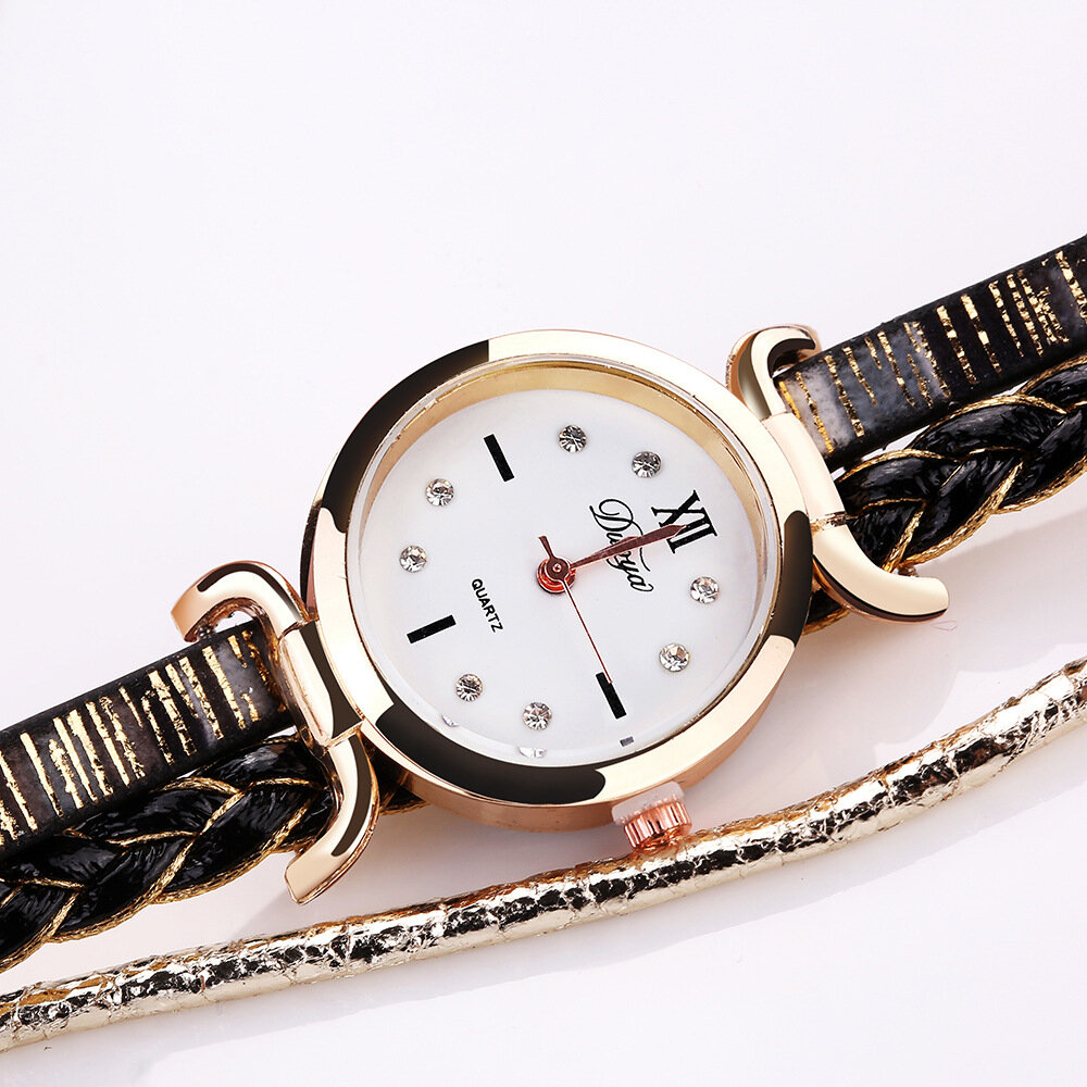 Fashion Quartz Wristwatch Multilayer Braid Leather Strap Owl Bracelet Watch for Women