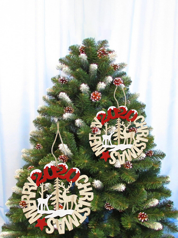 2 unidades Feliz Natal de Madeira Pingente Decoração de Festa de Aniversário de Natal Artesanato Árvore de Parede Ornamentos Pendurados