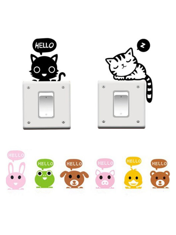 Vinyl Removable Funny Cat Switch Stickers Black Art Decal Home Decor