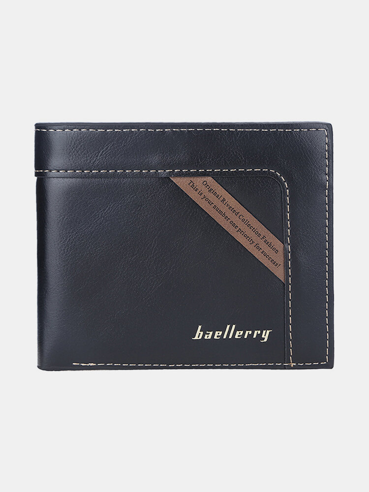 Men Artificial Leather Vintage Light Weight Trifold Wallet Soft Retro Multiple Card Slot Wallet