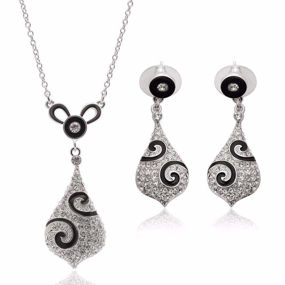 Juego de joyas de aleación Rhinestone Fox Necklace Earrings Set