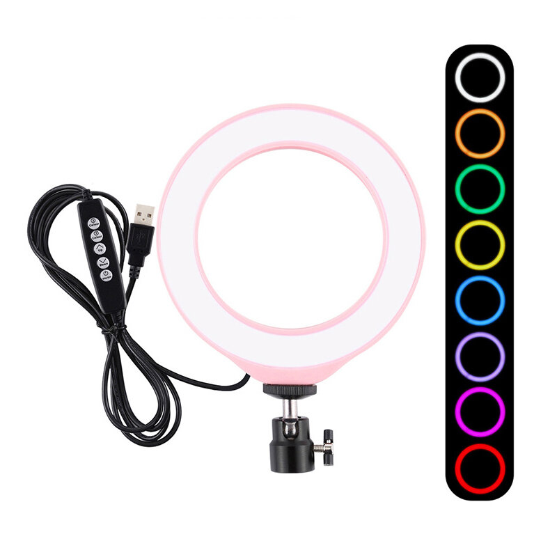 

6.2 inch 16cm RGBW Dimmable LED Ring Light 10 Modes 8 Colors USB for Youtube Live Broadcast Vlogging Selfie